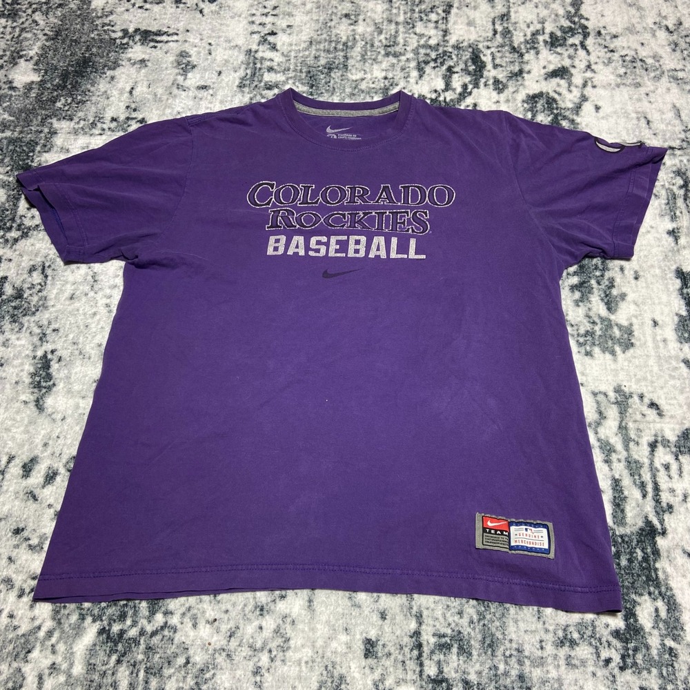 Nike Colorado Rockies Baseball T Shirt Purple Mens XL Engineered‎ Athletic